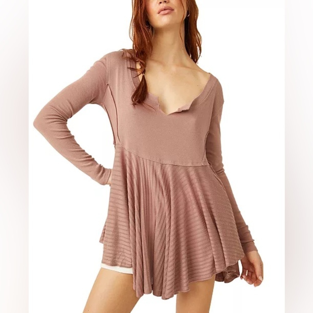 We The Free By Free People Women's Clover Split-Neck Babydoll Tunic Size Medium